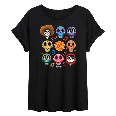 Women's - Coco - Musical Skulls Oversized Graphic T-Shirt
