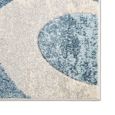 Tribeca Blue and Beige Abstract 6'7" x 9'10" Area Rug
