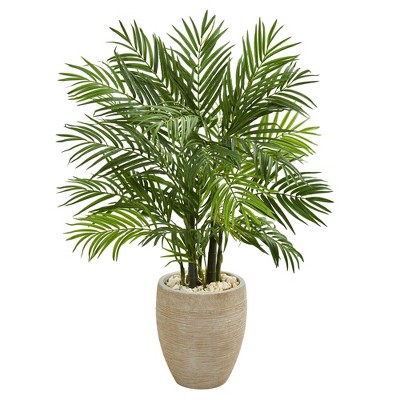 Nearly Natural 4’ Areca Palm Artificial Tree in Sand Colored Planter
