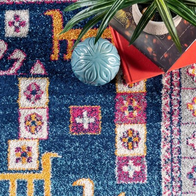 Bosphorus 38'' Navy Synthetic Handmade Rectangular Area Rug