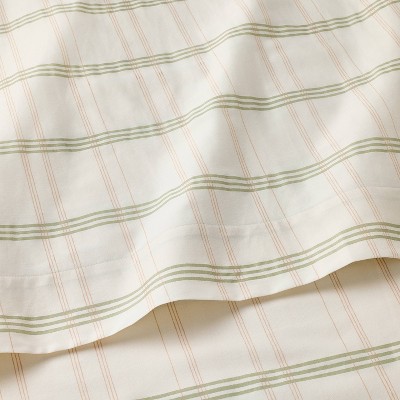 300 Thread Count Scalloped Edge Plaid Sheet Set - Thumbnail 3