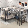 Vynxaria L-Shaped Twin over Twin Bunk Bed with Twin Size Loft Bed with Desk and Shelf ,Brown - 2 of 4