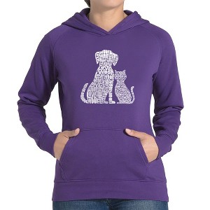 LA Pop Art Women's Word Art Hooded Sweatshirt - Dogs and Cats - 1 of 4