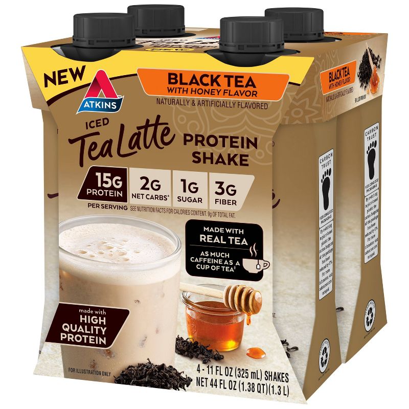 Atkins Black Tea Latte Protein Shake - 44 fl oz/4pk, 3 of 10