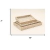 HomeRoots Set of Three White Rectangular Solid Wood Handmade Serving Tray With Handles - 3 of 4