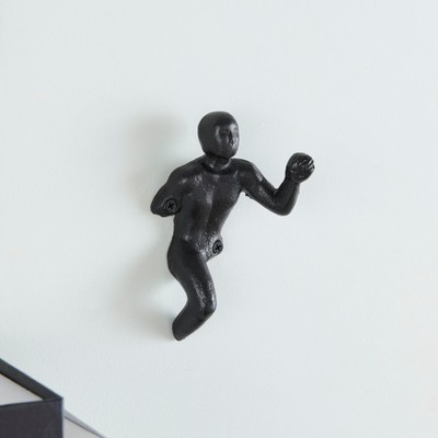 Black Cast Iron Fist Man Decorative Wall Hooks Set