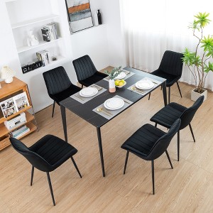 DYHOME Mid-century Modern Dining Chairs, Velvet Upholstered Metal Side Chair, Set of 6 - 1 of 4