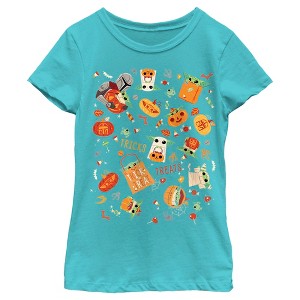 Girl's Star Wars The Mandalorian Halloween Candy Collage T-Shirt - 1 of 4