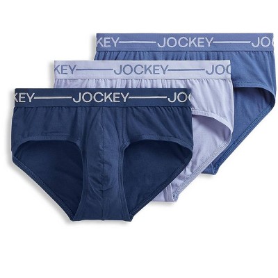 Jockey Men's Organic Cotton Stretch Brief - 3 Pack XL Ink Well/Tornado  Blue/Lake Sky