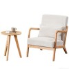 Gulches Mid-Century Modern Accent Chair & Coffee Table Set - Beige Leisure Chair (Rubberwood Frame) + Natural Wood Table - 4 of 4