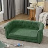 LAOTIES Luxury Linen Pet Sofa,Breathable And Durable Dog Couch With Tufted Design,Soft Washable Cushion And Arc Backrest - 3 of 4
