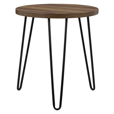 Heywood Retro Round End Table Walnut - Room & Joy