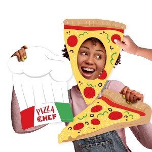 Big Dot of Happiness Pizza Party Time - Chef Hat and Pizza Slice Decorations - Baby Shower or Birthday Party Large Photo Props - 3 Pc - 1 of 4
