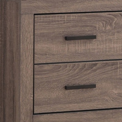 Brown 2 Drawer Nightstand with Metal Bar Pulls