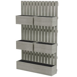 Aghana Digitals Wall-Mounted Fir Wood 5-Box Raised Garden Bed with Trellis, Drainage Holes & - 1 of 4