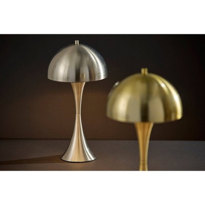 Antique Brass Hourglass Table Lamp with Dome Shade and Touch Sensor