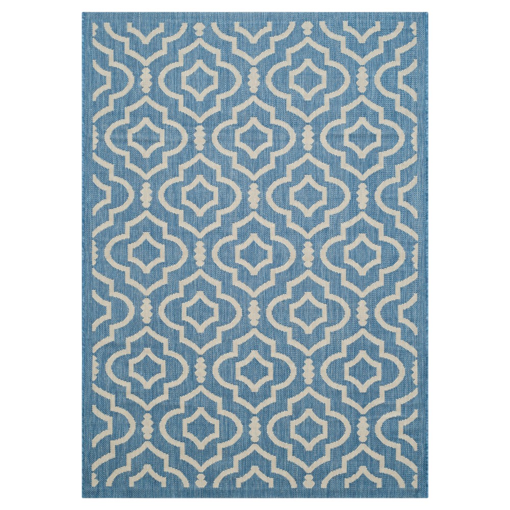 4'X5'7in Rectangle Avril Outdoor Patio Rug Blue/Beige - Safavieh