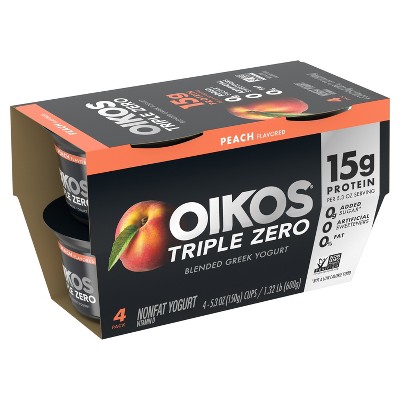 Oikos Triple Zero Peach Greek Yogurt - 4ct/5.3oz Cups_8