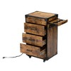 DOMETOUR Movable Barber Cabinet Flamed Wood Grain with Drawers - 2 of 4