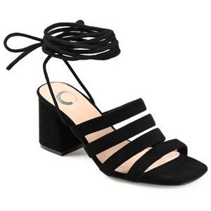 Journee Collection Womens Sevyn Open Square Toe Block Heel Sandals Black 9.5 - 1 of 4