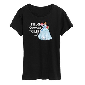 Women's - Disney - Full Of Christmas Cheer Cinderella Short Sleeve Graphic T-Shirt - 1 of 4