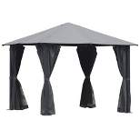 Outsunny Patio Gazebo 10' x 10' Outdoor Soft Top Canopy Tent with Zippered Mesh Sidewalls, Privacy Curtains, Netting