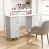 Costway Wooden Nail Desk Station with Removable Wrist Rest Metal Legs & 3 Drawers, 2 Cabinets White/Pink/Black - 4 of 4