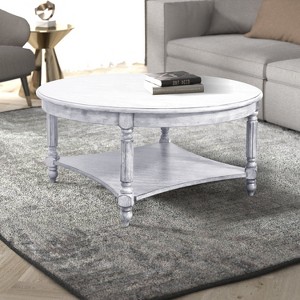 Galano Round Coffee Table with Solid Wood Legs 34.6" W x 34.6" D x 16.5" H - 1 of 4