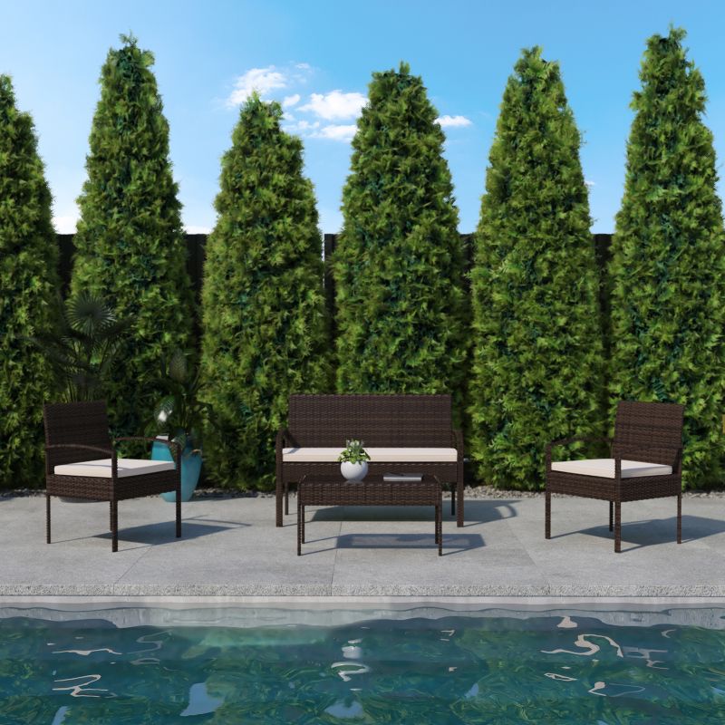 Flash Furniture Aransas Series 4 Piece Patio Set with Steel Frame and Cushions, 5 of 13