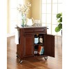 HomeStock  Compact Granite Top Small Rolling Cart with Shelves, Microwave Stand with Towel Rack, Mahogany - 3 of 4