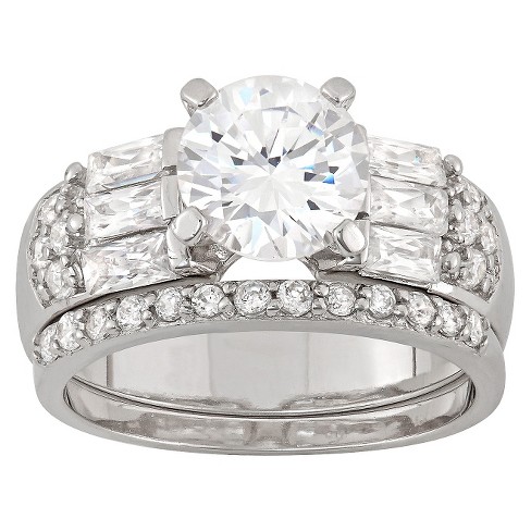 Sterling silver cubic zirconia deals wedding rings