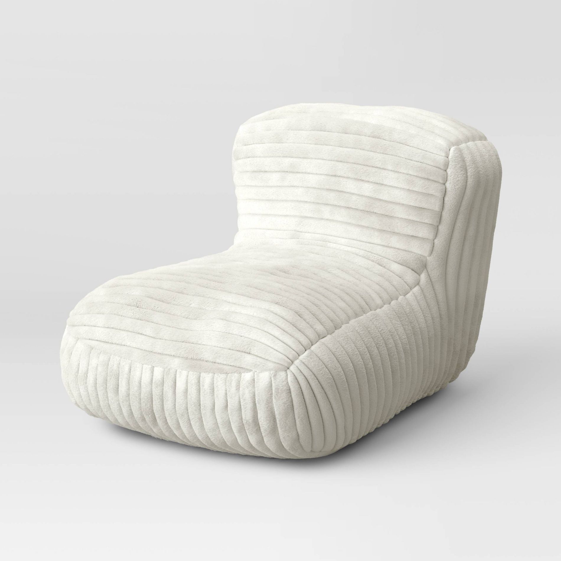 Memory Foam Filled Bean Bag Lounger with Corduroy Cover and Structured High Back Cream - Room Essentials™