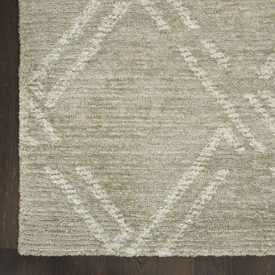 Green Ivory Hand-Tufted Geometric Diamond Area Rug 3'9" x 5'9"