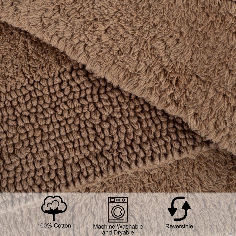 Cotton Bath Mat Set- 2 Piece 100 Percent Cotton Mats- Reversible, Soft, Absorbent Bathroom Rugs By Hastings Home (Taupe), 3 of 8