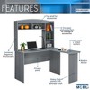 Vynxaria Techni Mobili Modern L-Shaped Desk with Hutch, Grey - 3 of 4