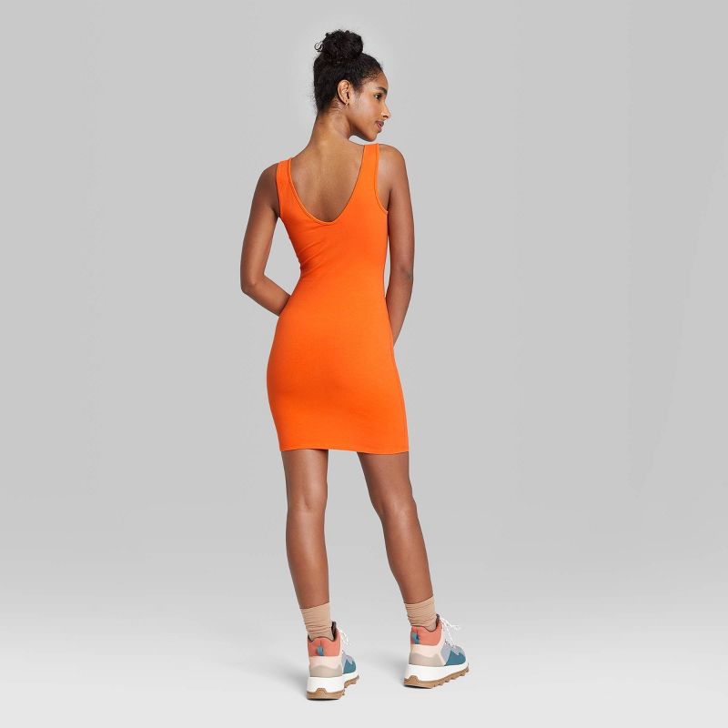 Women&#39;s Sleeveless Knit Bodycon Dress - Wild Fable&#8482; Orange L, 3 of 4
