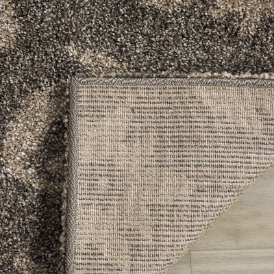 Handmade Smoke and Beige Floral Shag Rug, 27" x 11"