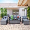 ELJGET All-Weather PE rattan Patio Furniture Set, 6 Pieces Outdoor Wicker Conversation Set with Dining Table, Ottomans, Removable Cushions - 3 of 4
