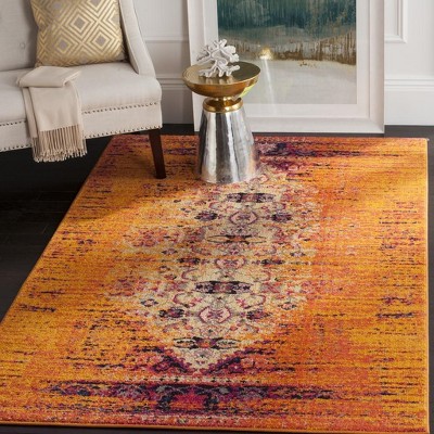 Orange Multi 10x14 Synthetic Hand-knotted Area Rug