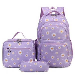 Daisy Printed Backpacks With Lunch Pack Pencil Case 3pcs, Lightweight Waterproof Bookbag For Middle School - 1 of 4