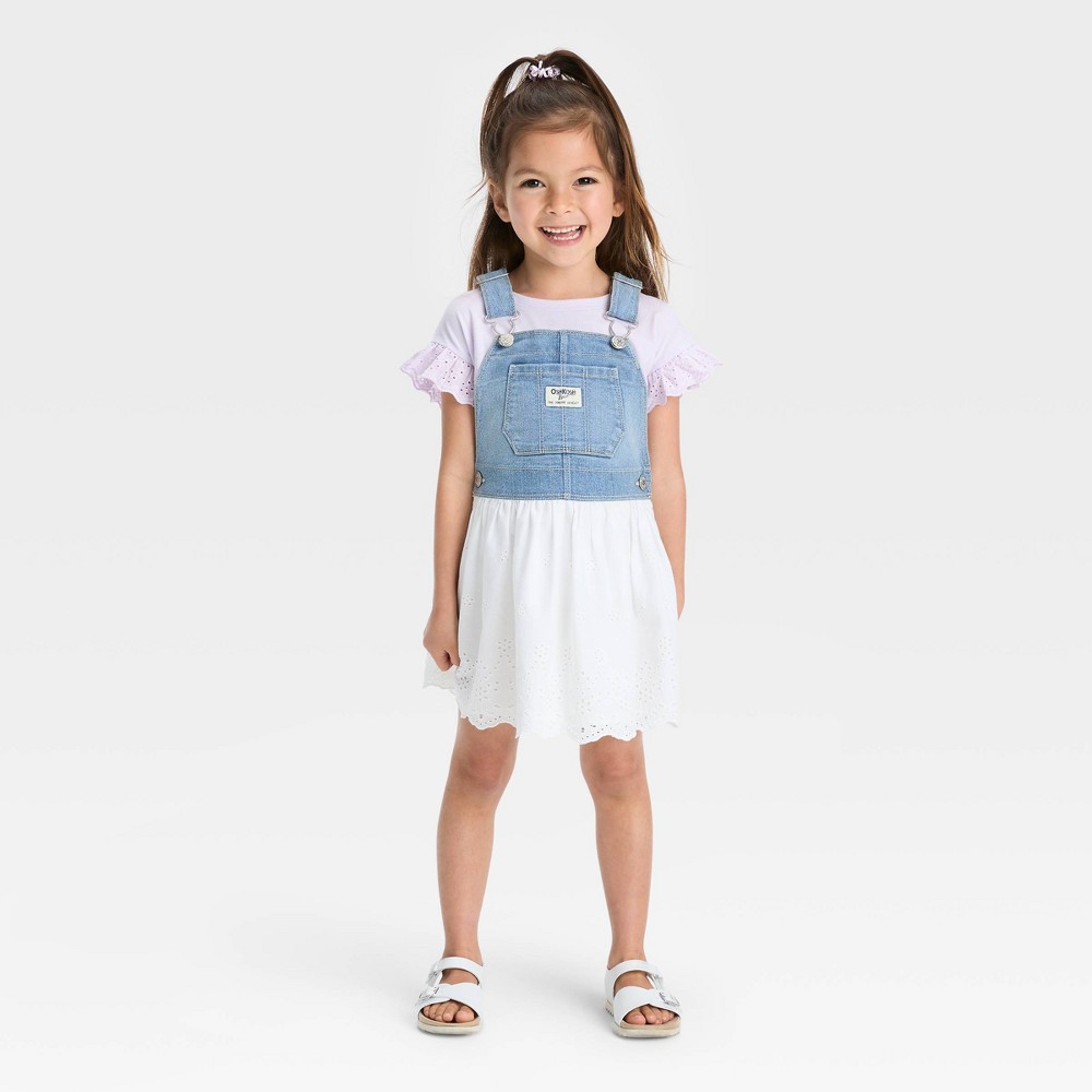 Case of 12) OshKosh B'gosh Toddler Girls' Denim Lace Skirtall - White 2T