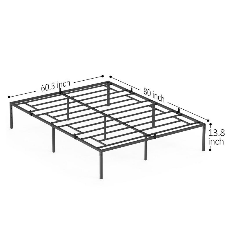 Trinity Queen Metal Platform Bed Frame with Sturdy Steel Bed Slats, Black, 3 of 8