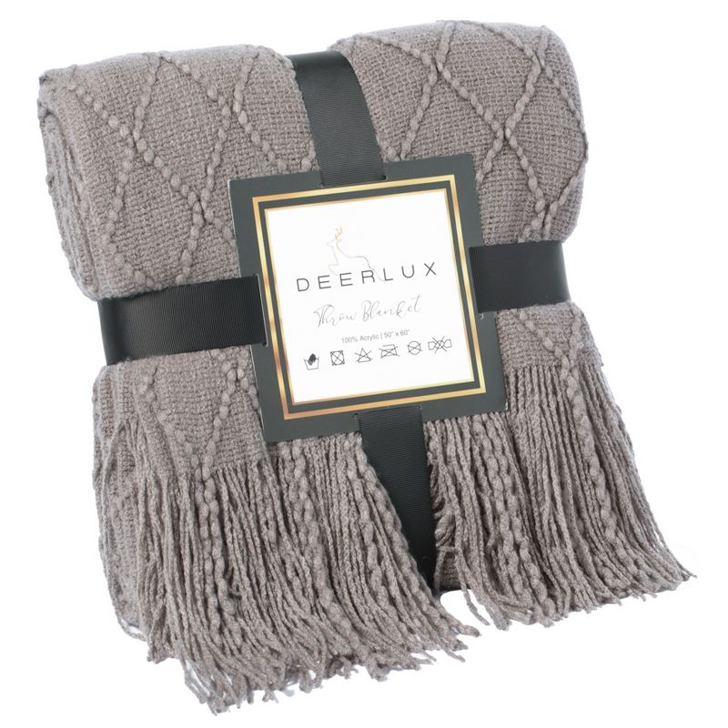 Deerlux Decorative Throw Blanket - 50x60 in Soft Knit with Fringe Edges for a Cozy Touch to Your Living Space, All-Season, Ideal for Lounging, Gifting, 2 of 10