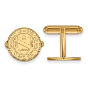 Black Bow Jewelry 14k Yellow Gold North Carolina Tar Heels NCAA Cuff Links - 1 of 3