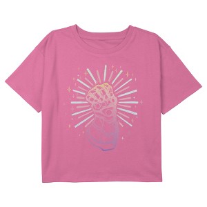Girl's Marvel Sparkling Infinity Gauntlet Crop Top T-Shirt - 1 of 3