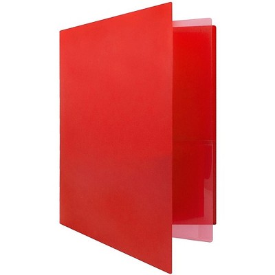 JAM Paper Heavy Duty Plastic Multi-Pocket Folders 4 Pocket Organizer Red 389MP4RE