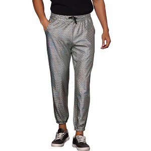 INSPIRE CHIC Men's Metallic Club Shiny Disco Sequin Pants - 1 of 4