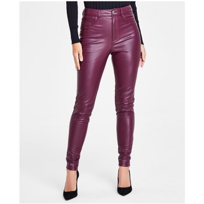 I.N.C International Concepts Womens Faux Leather Casual Trouser Pants, Purple, 6P