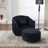 Swivel Barrel Chair and a Half with Storage Ottoman,40.35"W Velvet Oversized Accent Chair for Living Room Bedroom Lounge-Baofuwish - 3 of 4