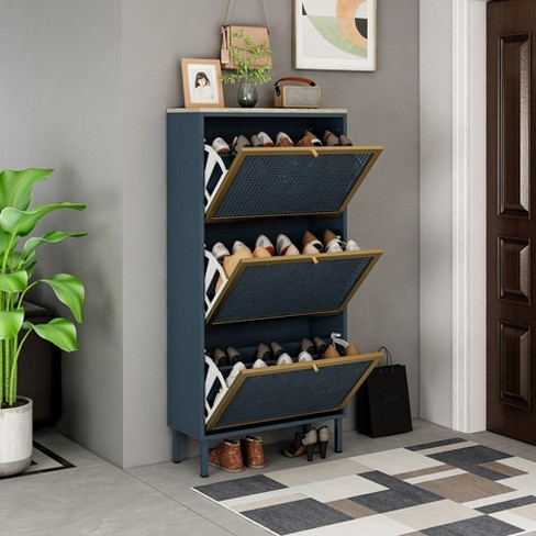 Shoe Cabinet Shoe Organizer Cabinet With Foot Pad Metal Base And Legs 3 Flip Drawers Entryway Organizer Multi layer Shoe Cabinet Target